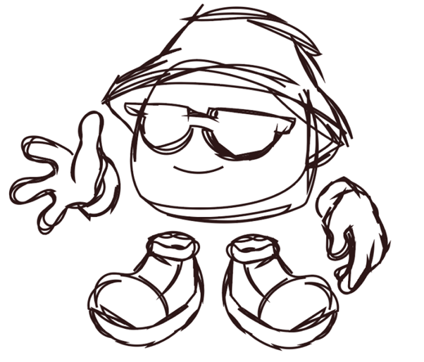 Mascot sketches and front view